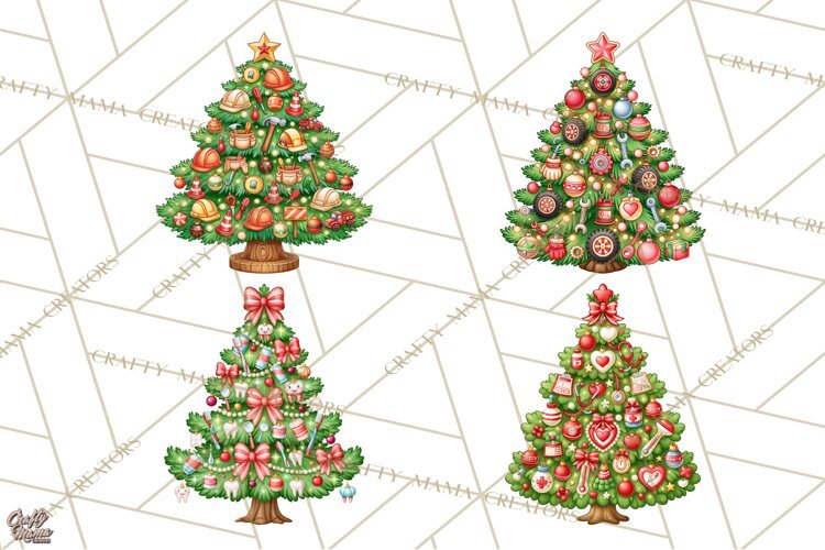 Sports & Occupations Christmas Trees Clipart example image 1