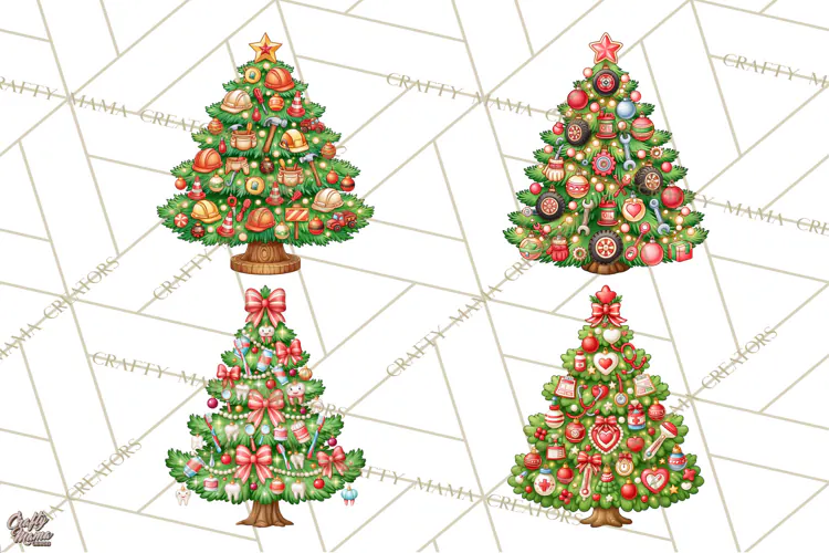 Sports & Occupations Christmas Trees Clipart