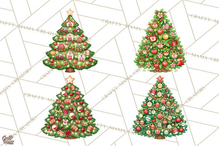 Sports & Occupations Christmas Trees Clipart example image 1