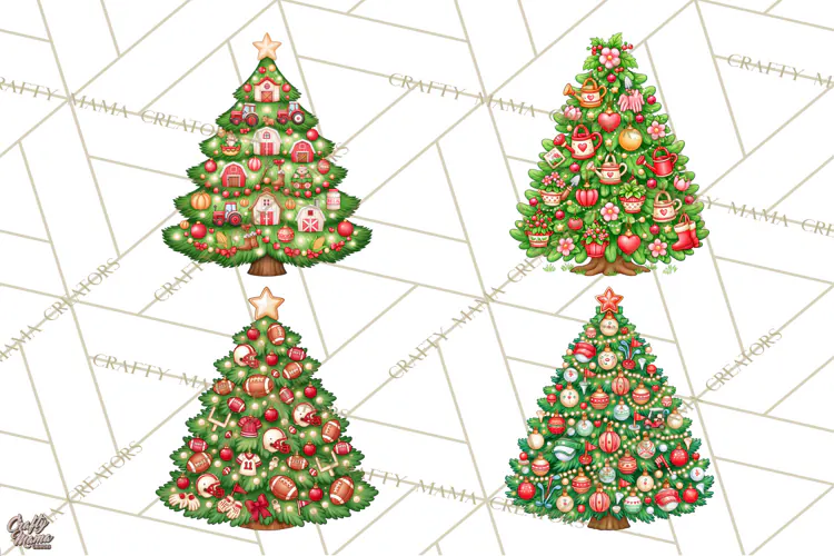 Sports & Occupations Christmas Trees Clipart