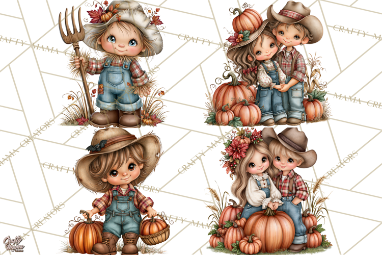 Halloween Farmhouse Clipart, Rustic Farm Halloween PNG