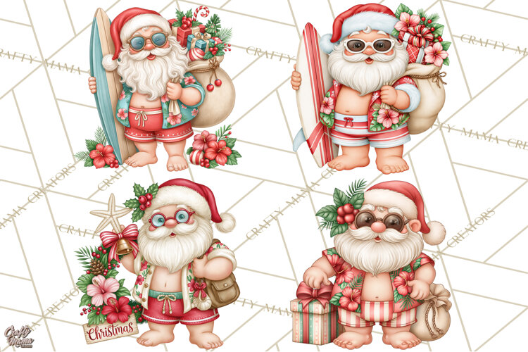 Christmas Characters PNG, Tropical Christmas Clipart