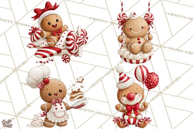 Christmas Gingerbread Clipart PNG, Cute Christmas Characters example image 1