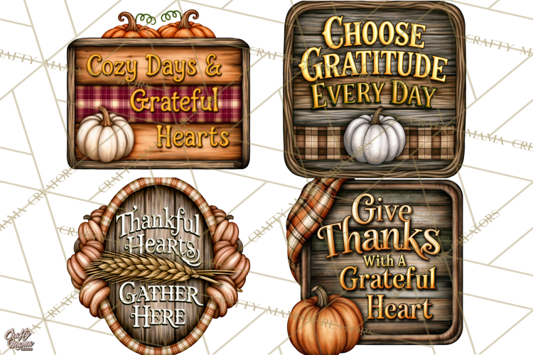 Pumpkins and Plaid Fall Quote Signs