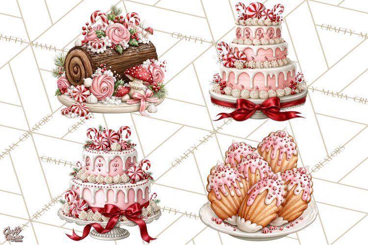 Peppermint Christmas Bakery Clipart PNG, Candy Cane Sweets example image 1