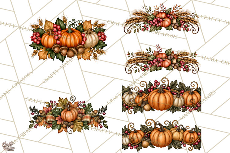Pumpkins and Plaid Fall Frames Clipart example image 1