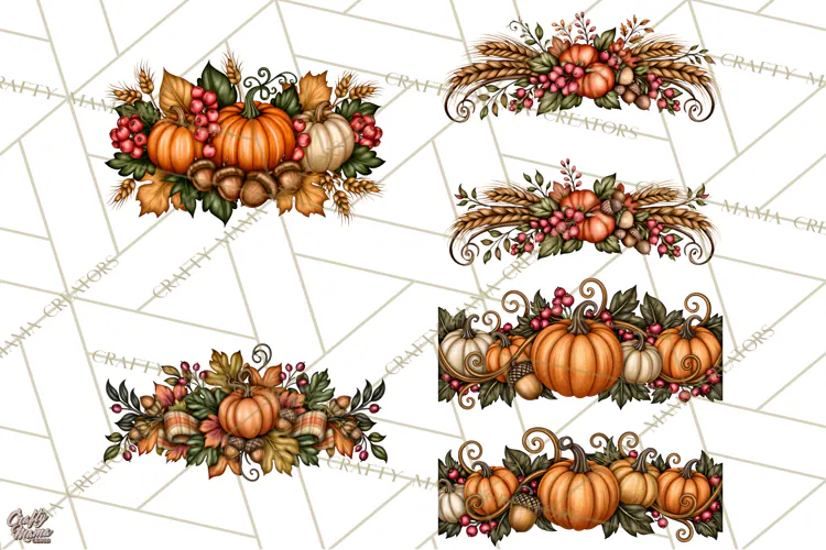 Pumpkins and Plaid Fall Frames Clipart