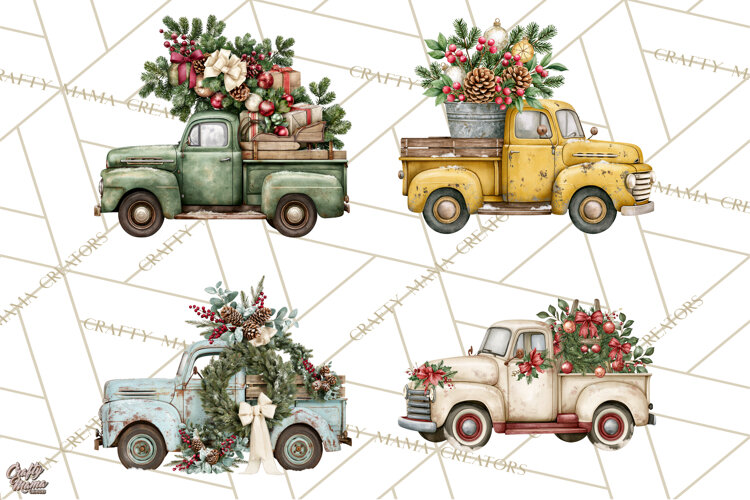 Vintage Truck Christmas PNG example image 1