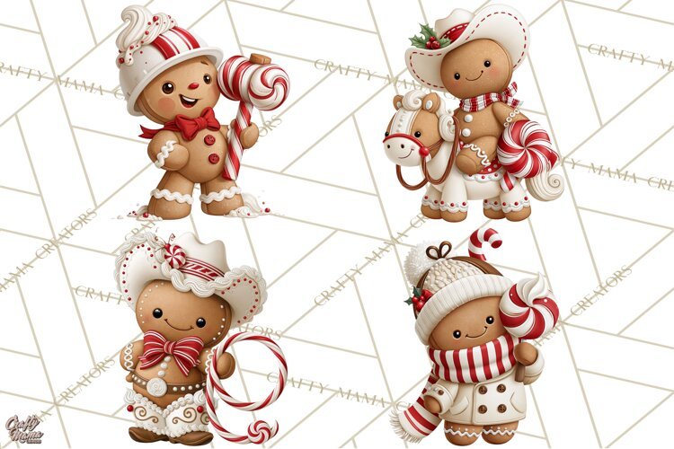 Christmas Gingerbread Clipart PNG, Cute Christmas Characters example image 1