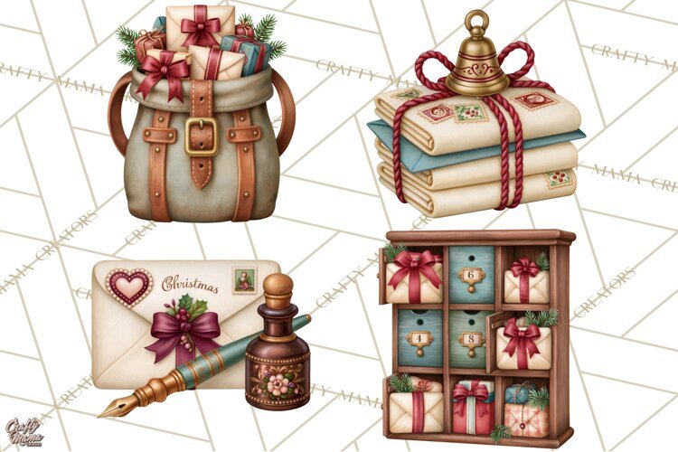 Christmas Mailroom Clipart, North Pole Santa Mail PNG example image 1