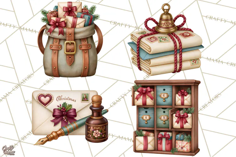 Christmas Mailroom Clipart, North Pole Santa Mail PNG