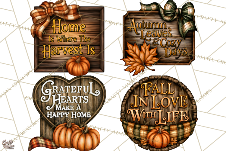 Pumpkins and Plaid Fall Quote Signs