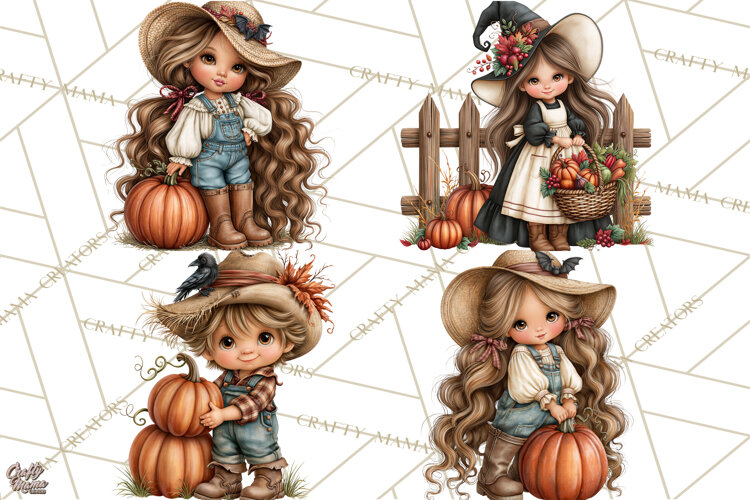 Halloween Farmhouse Clipart, Rustic Farm Halloween PNG example image 1