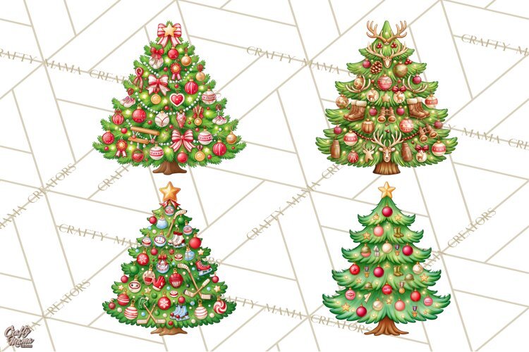 Sports & Occupations Christmas Trees Clipart example image 1