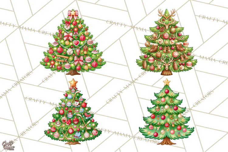 Sports & Occupations Christmas Trees Clipart