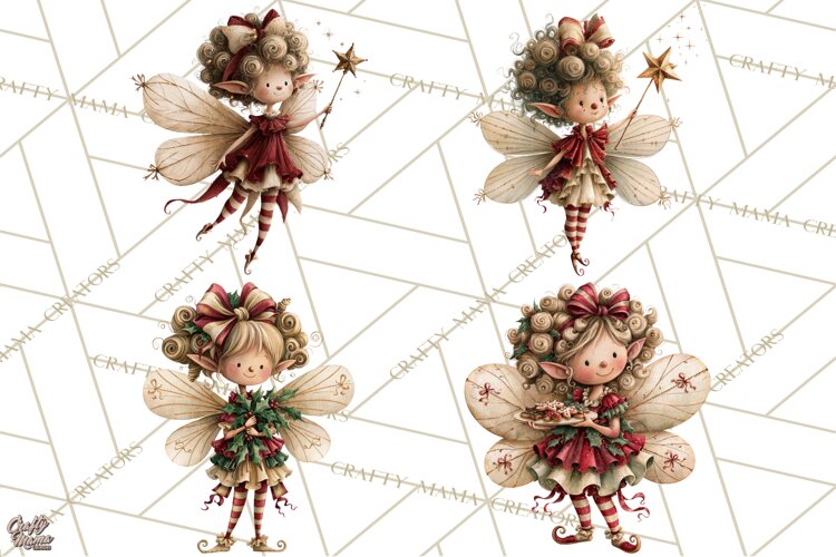 Christmas Fairy Clipart PNG, Whimsical Christmas Fairies example image 1