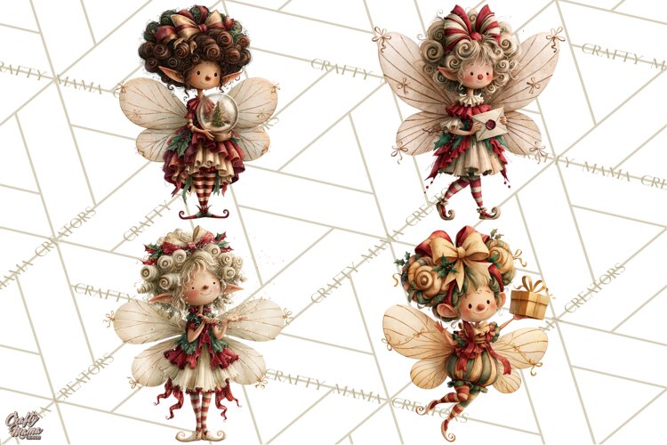 Christmas Fairy Clipart PNG, Whimsical Christmas Fairies example image 1