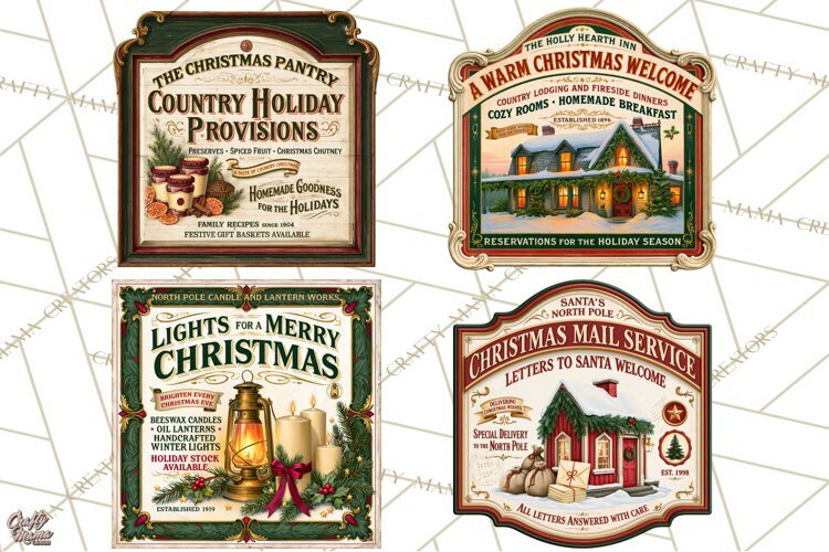 Vintage Christmas Signs PG, Rustic Farmhouse Holiday Sign example image 1