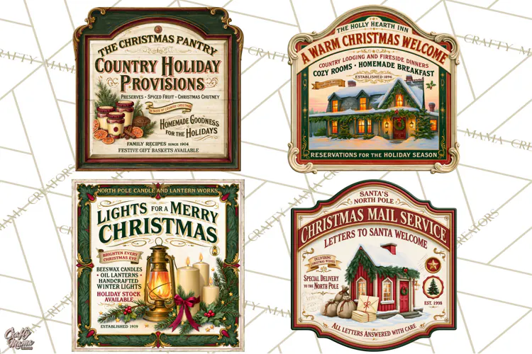 Vintage Christmas Signs PG, Rustic Farmhouse Holiday Sign