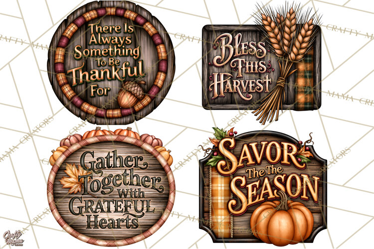 Pumpkins and Plaid Fall Quote Signs example image 1
