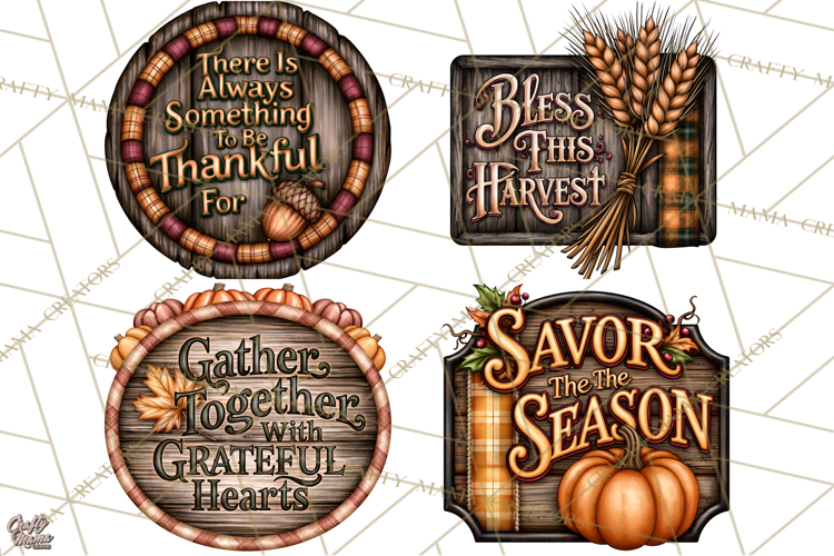 Pumpkins and Plaid Fall Quote Signs
