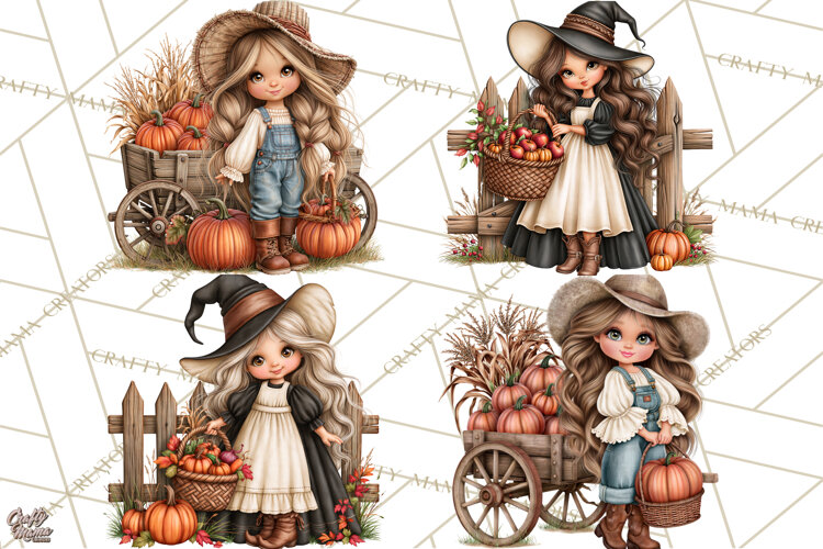 Halloween Farmhouse Clipart, Rustic Farm Halloween PNG example image 1