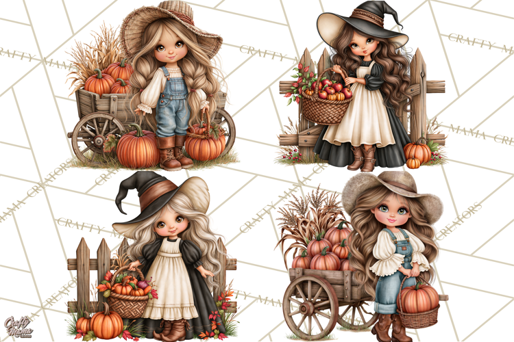 Halloween Farmhouse Clipart, Rustic Farm Halloween PNG