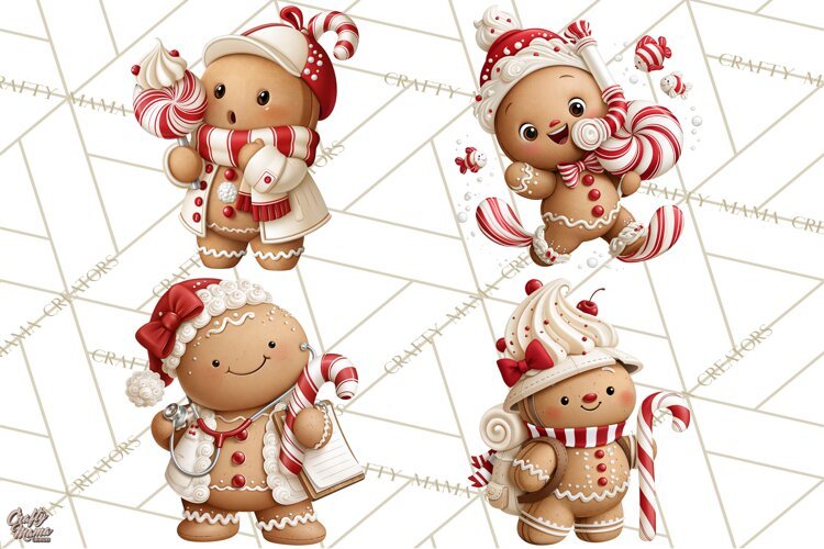 Christmas Gingerbread Clipart PNG, Cute Christmas Characters example image 1