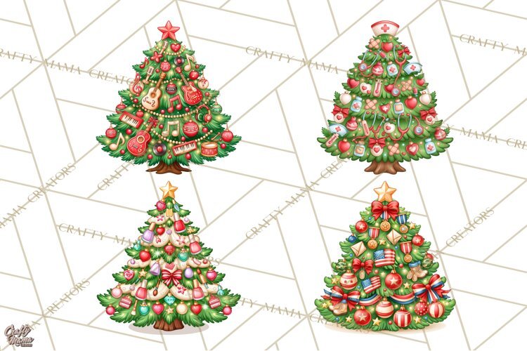Sports & Occupations Christmas Trees Clipart example image 1