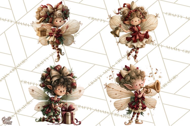 Christmas Fairy Clipart PNG, Whimsical Christmas Fairies example image 1