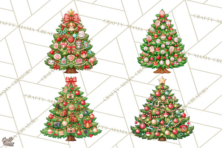 Sports & Occupations Christmas Trees Clipart