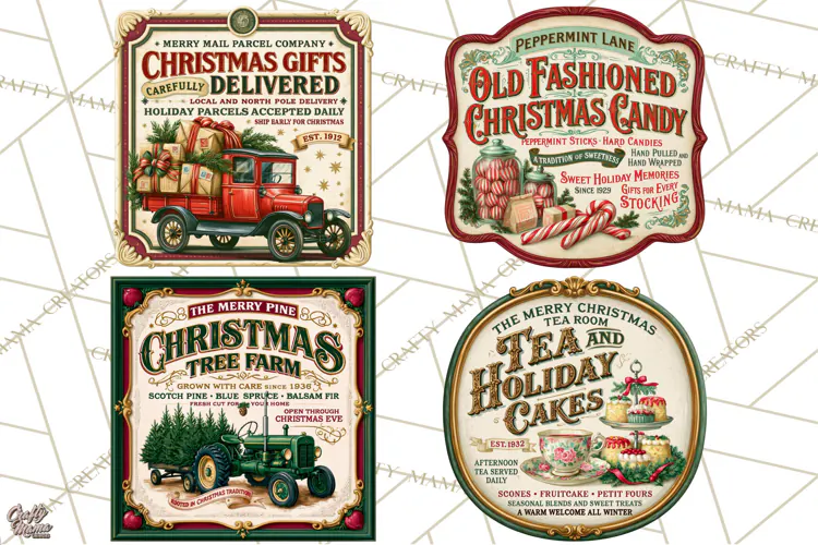 Vintage Christmas Signs PG, Rustic Farmhouse Holiday Sign