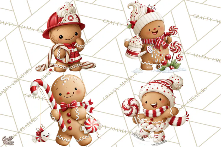 Christmas Gingerbread Clipart PNG, Cute Christmas Characters