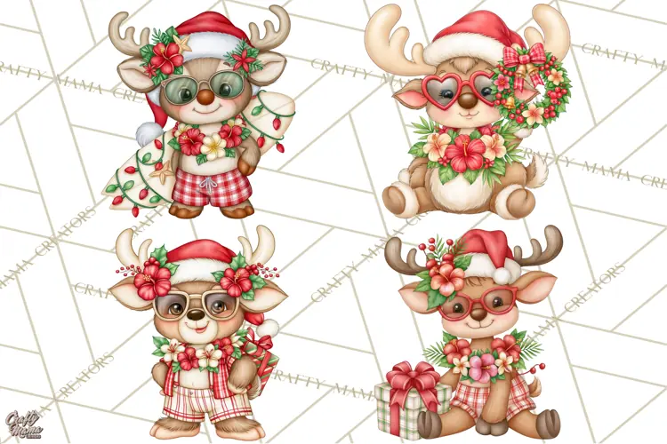 Christmas Characters PNG, Tropical Christmas Clipart