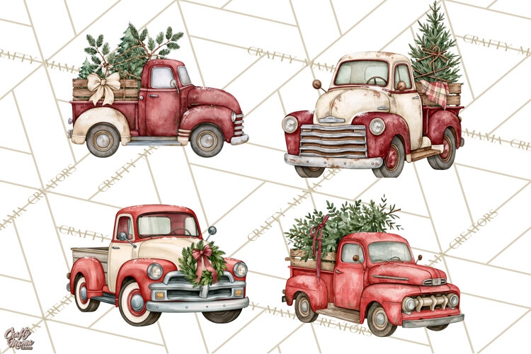 Vintage Truck Christmas PNG example image 1