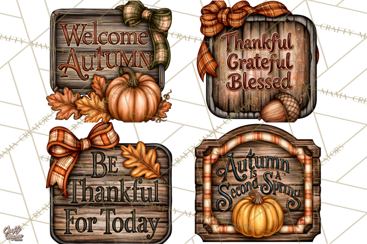 Pumpkins and Plaid Fall Quote Signs