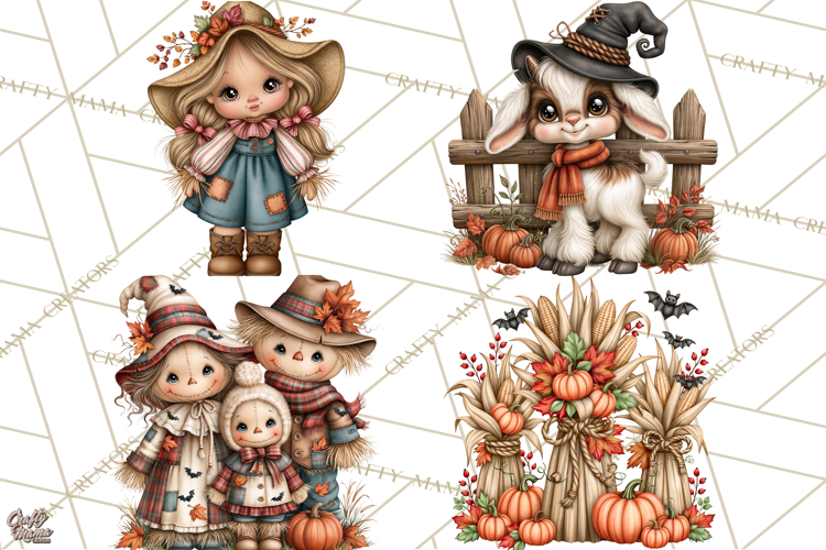 Halloween Farmhouse Clipart, Rustic Farm Halloween PNG