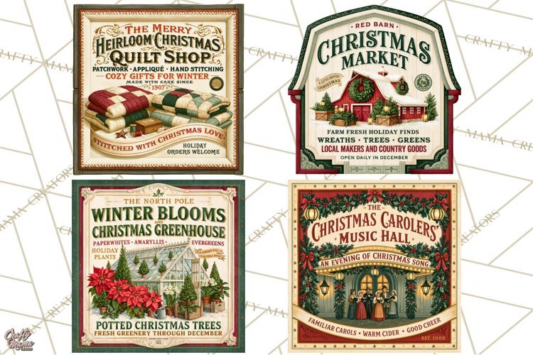 Vintage Christmas Signs PG, Rustic Farmhouse Holiday Sign example image 1