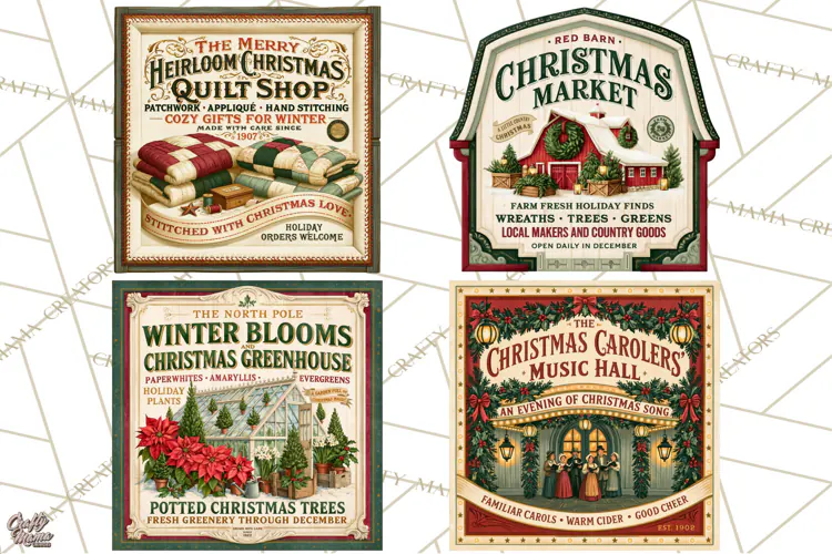 Vintage Christmas Signs PG, Rustic Farmhouse Holiday Sign