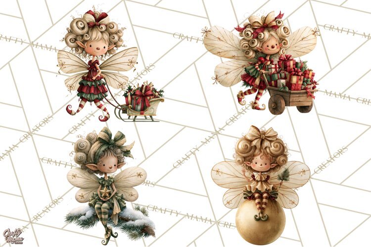 Christmas Fairy Clipart PNG, Whimsical Christmas Fairies example image 1