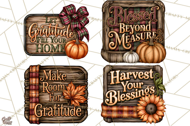 Pumpkins and Plaid Fall Quote Signs example image 1