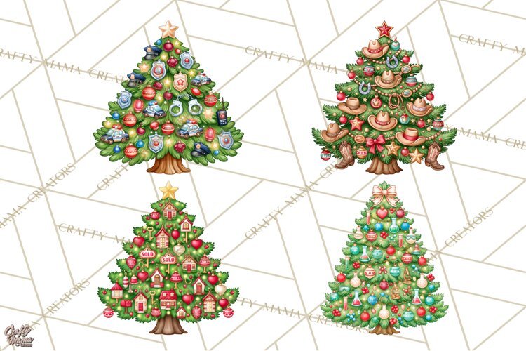 Sports & Occupations Christmas Trees Clipart example image 1