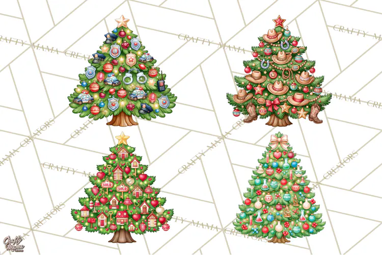 Sports & Occupations Christmas Trees Clipart