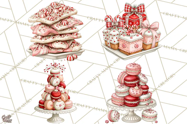 Peppermint Christmas Bakery Clipart PNG, Candy Cane Sweets