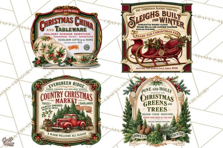 Vintage Christmas Signs PG, Rustic Farmhouse Holiday Sign example image 1