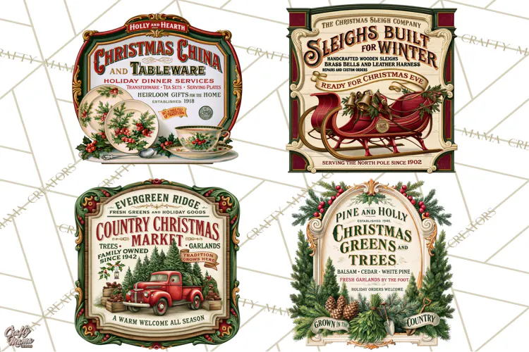 Vintage Christmas Signs PG, Rustic Farmhouse Holiday Sign