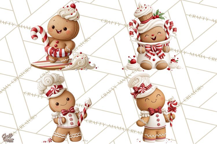 Christmas Gingerbread Clipart PNG, Cute Christmas Characters example image 1