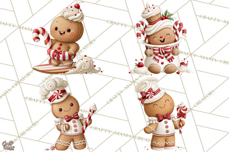 Christmas Gingerbread Clipart PNG, Cute Christmas Characters