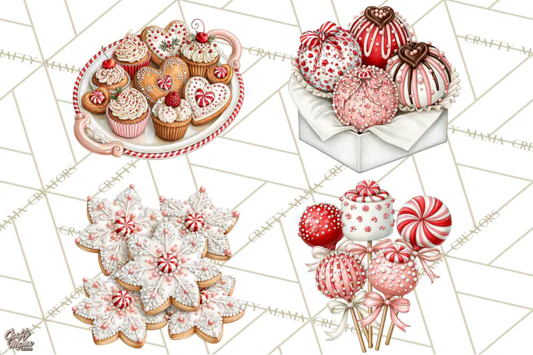 Peppermint Christmas Bakery Clipart PNG, Candy Cane Sweets