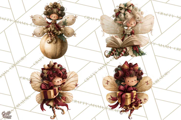 Christmas Fairy Clipart PNG, Whimsical Christmas Fairies